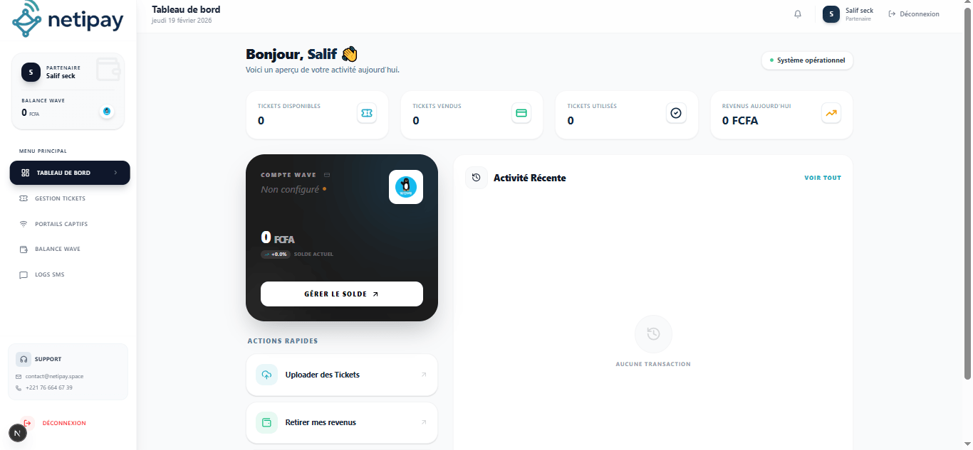 Tableau de bord NetiPay